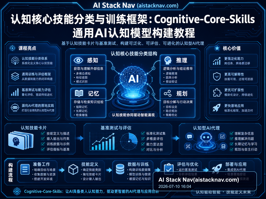认知核心技能分类与训练框架：Cognitive-Core-Skills 通用AI认知模型构建教程 特色图