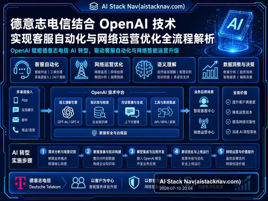 德意志电信结合 OpenAI 技术实现客服自动化与网络运营优化全流程解析 特色图