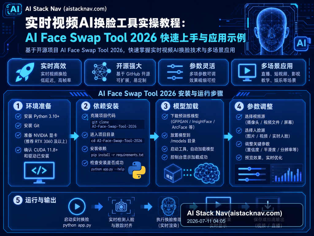实时视频AI换脸工具实操教程：AI Face Swap Tool 2026 快速上手与应用示例 教程插图 1