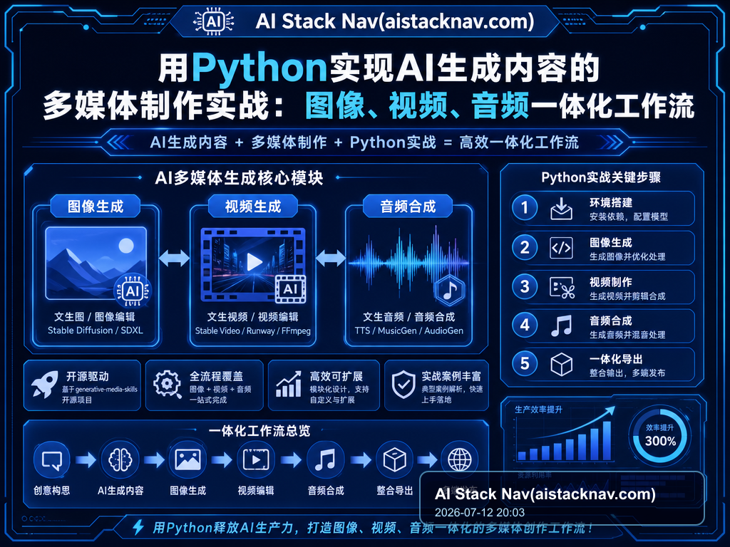 用Python实现AI生成内容的多媒体制作实战：图像、视频、音频一体化工作流 特色图
