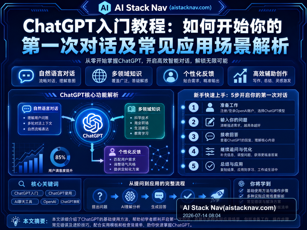 ChatGPT入门教程：如何开始你的第一次对话及常见应用场景解析 特色图