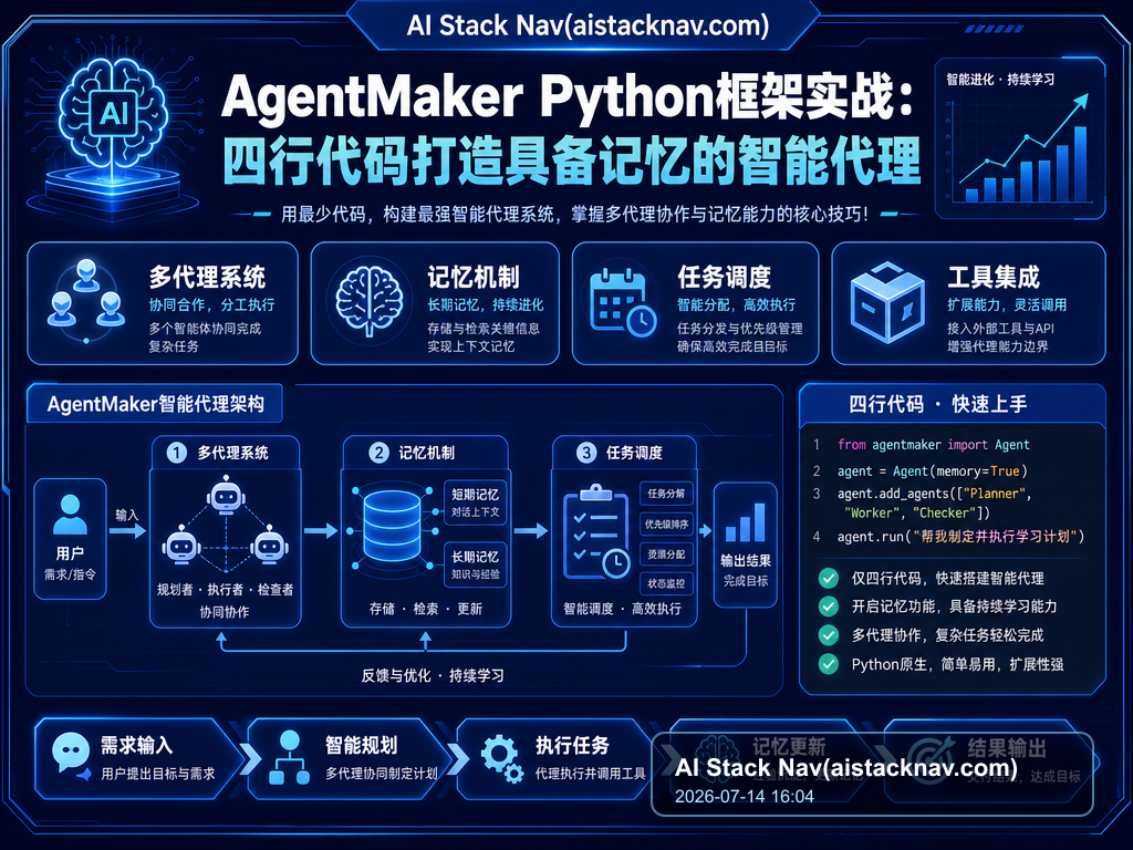AgentMaker Python框架实战：四行代码打造具备记忆的智能代理 特色图
