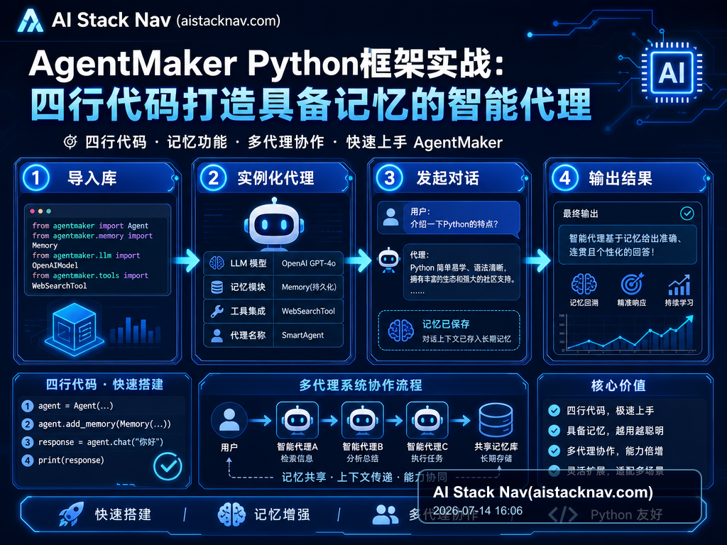 AgentMaker Python框架实战:四行代码打造具备记忆的智能代理 教程插图 1