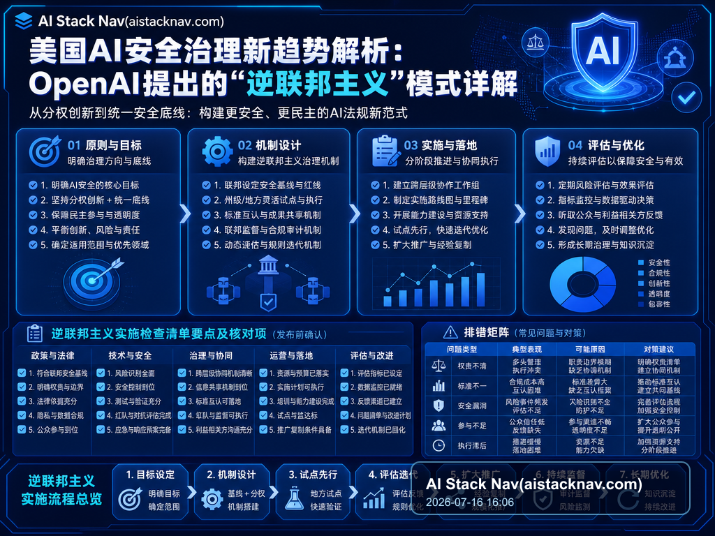 美国AI安全治理新趋势解析:OpenAI提出的“逆联邦主义”模式详解 教程插图 2
