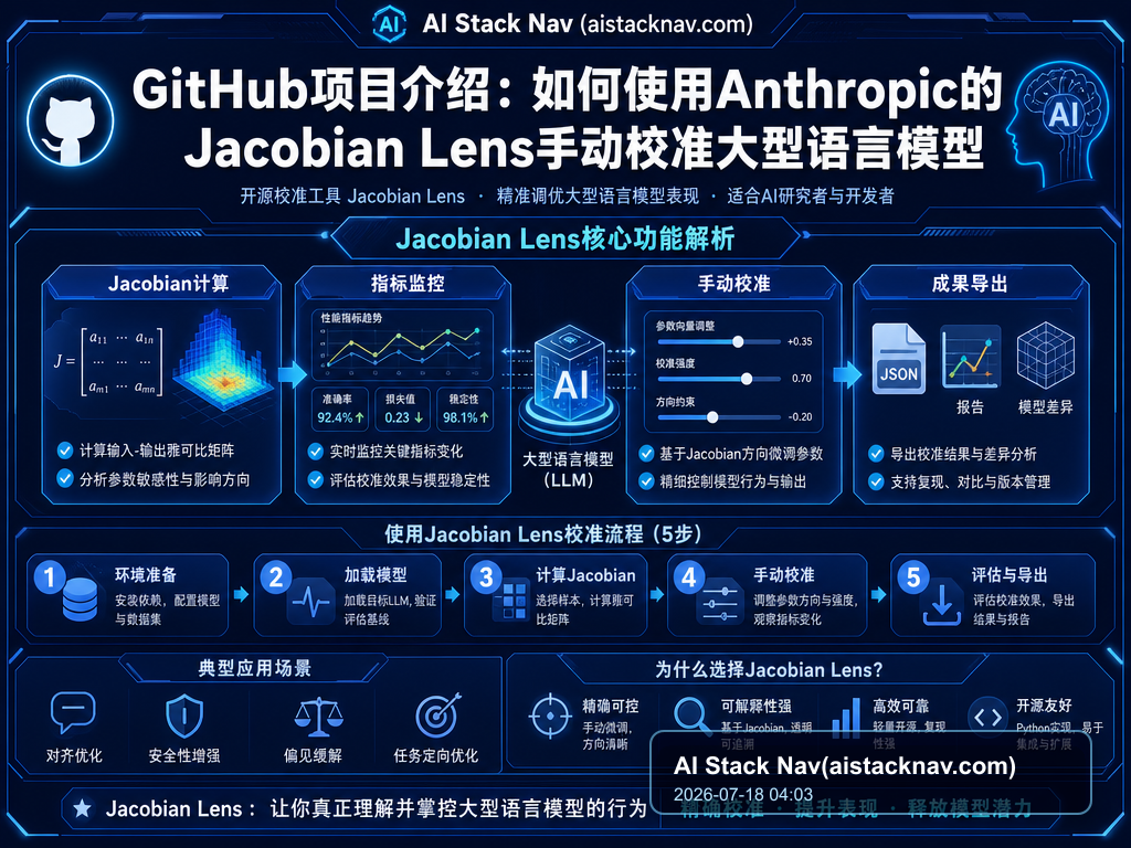 GitHub项目介绍：如何使用Anthropic的Jacobian Lens手动校准大型语言模型 特色图
