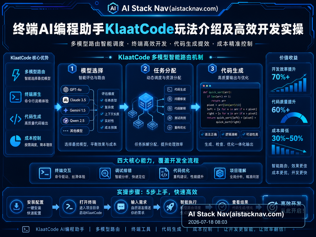 终端AI编程助手KlaatCode玩法介绍及高效开发实操 特色图