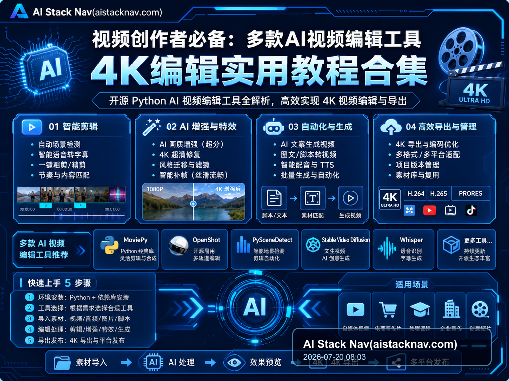 视频创作者必备：多款AI视频编辑工具4K编辑实用教程合集 特色图