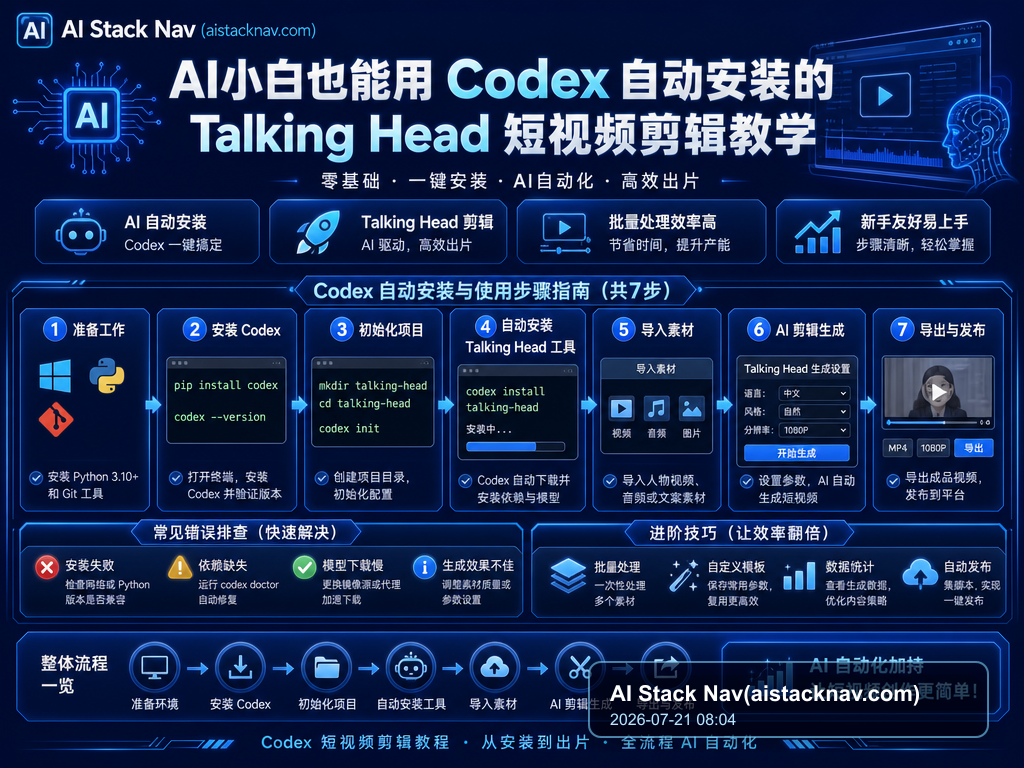 AI小白也能用 Codex 自动安装的 Talking Head 短视频剪辑教学 教程插图 1