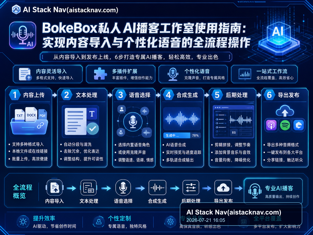 BokeBox私人AI播客工作室使用指南：实现内容导入与个性化语音的全流程操作 教程插图 1