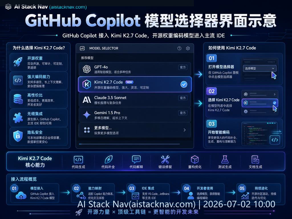 Kimi K2.7 Code 模型选择器界面示意图