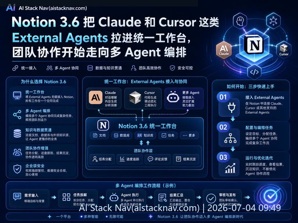 Notion 3.6 多Agent协作科技感封面