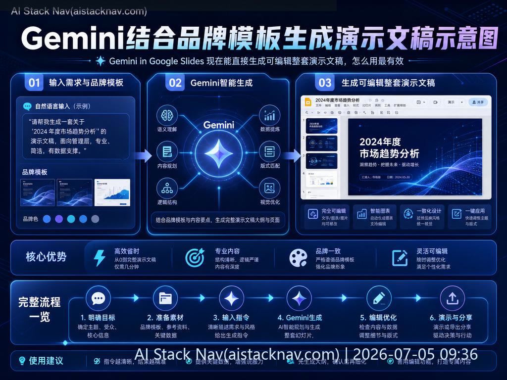 Gemini结合品牌模板生成演示文稿示意图