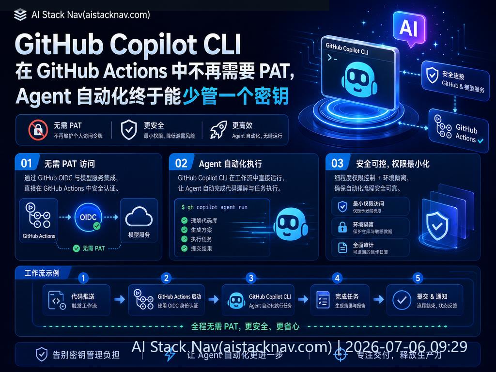 GitHub Copilot CLI 在 GitHub Actions 中无 PAT 认证示意