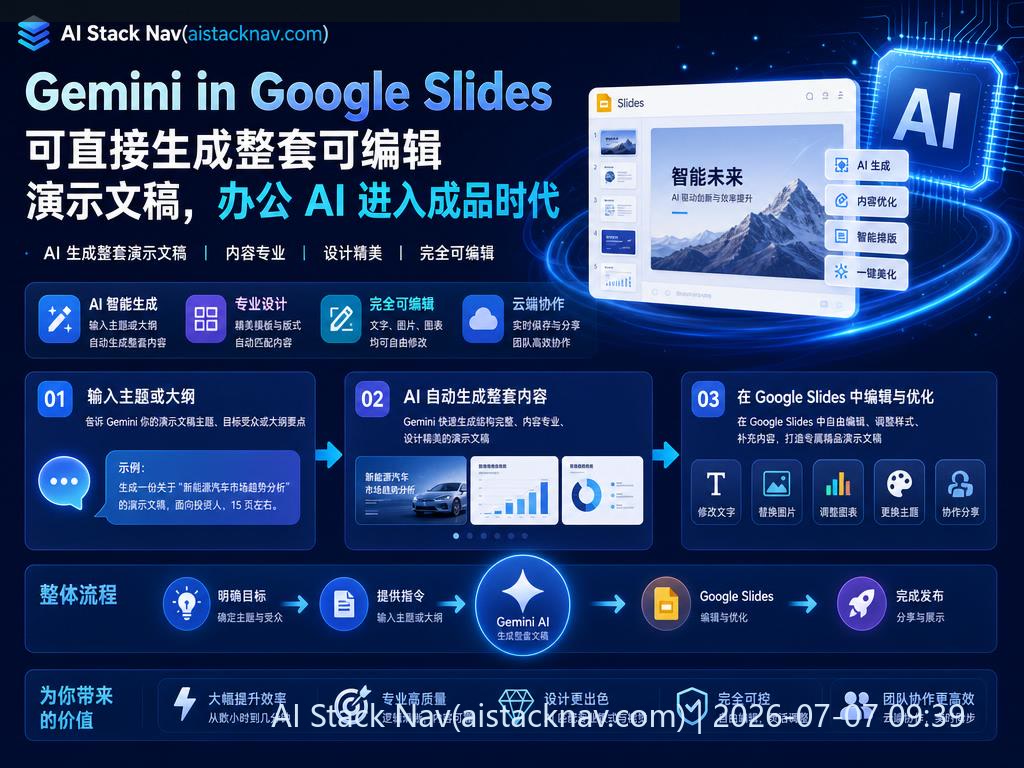 Gemini AI 助力 Google Slides 自动生成演示文稿