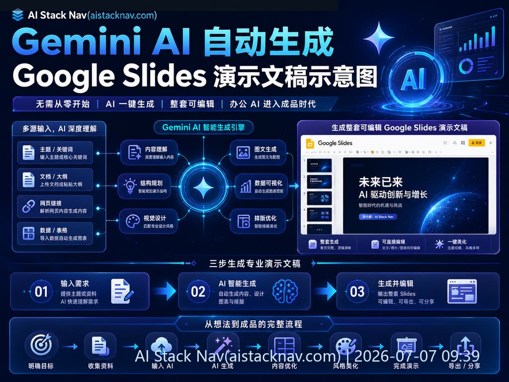 Gemini AI 自动生成 Google Slides 演示文稿示意图