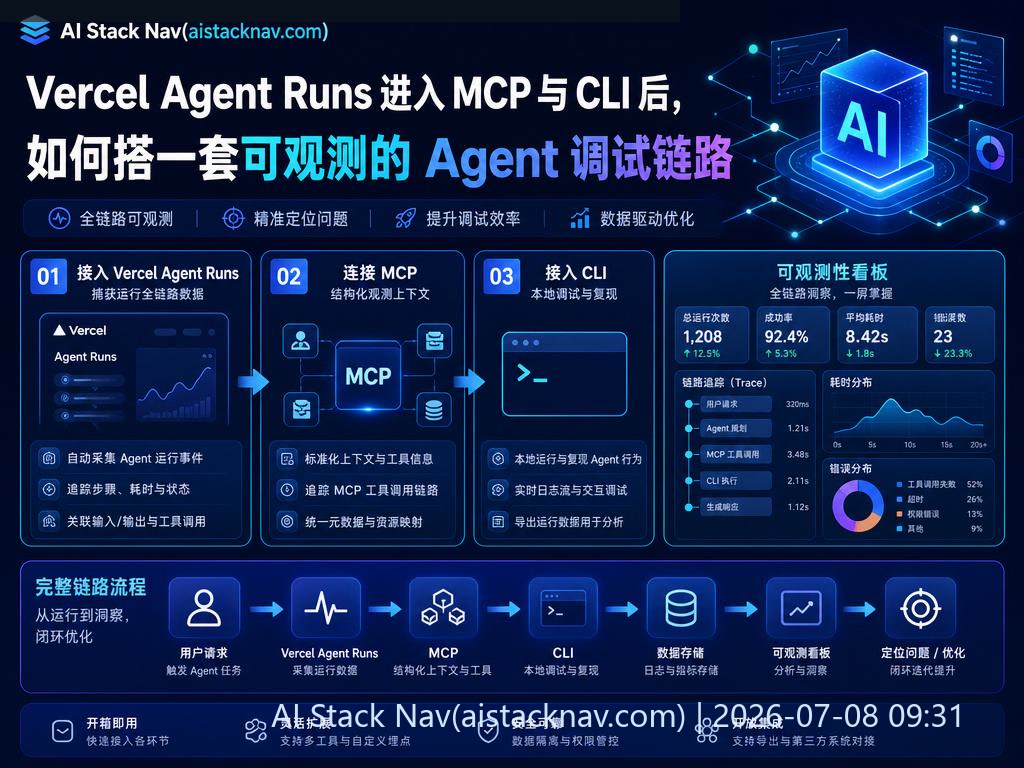 Vercel Agent Runs 调试链路科技感封面