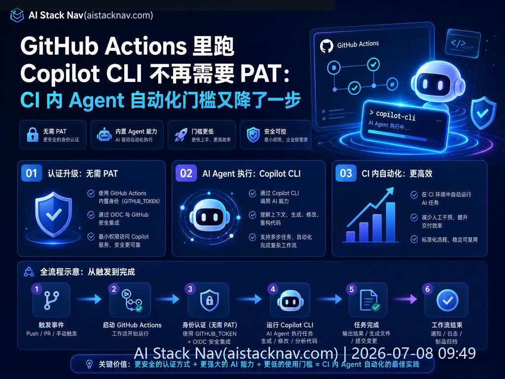 GitHub Actions 运行 Copilot CLI 无需 PAT 科技感封面