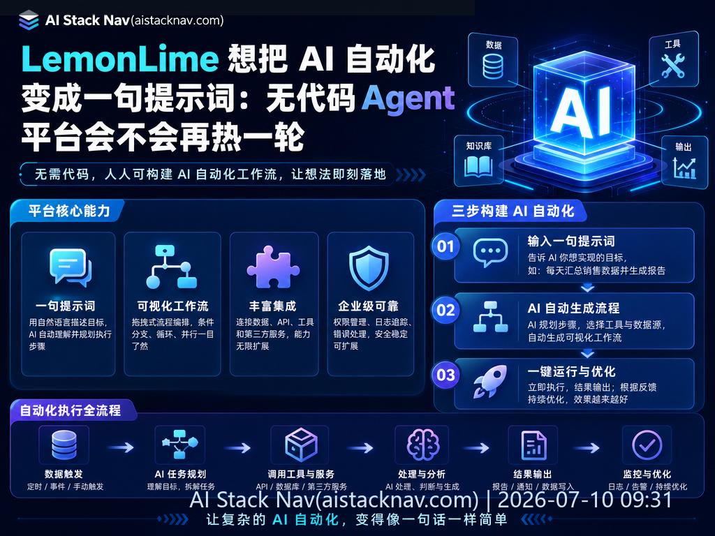LemonLime AI 自动化无代码平台科技感封面