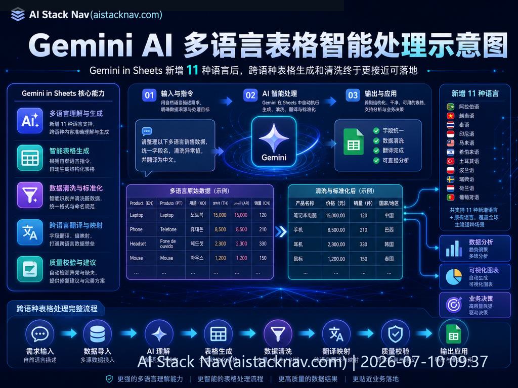 Gemini AI 多语言表格智能处理示意图