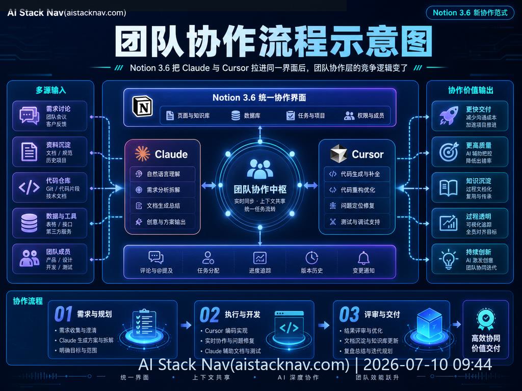Notion 3.6 把 Claude 与 Cursor 拉进同一界面后，团队协作层的竞争逻辑变了 科技感课程封面海报配图 2