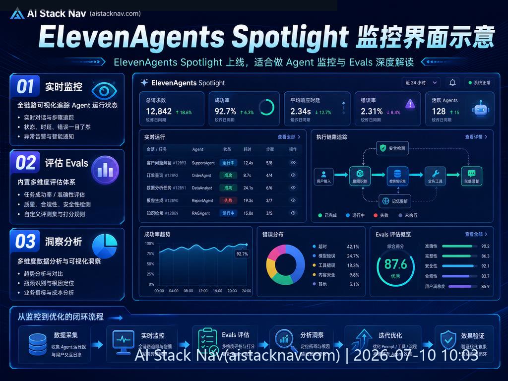 ElevenAgents Spotlight 监控界面示意图