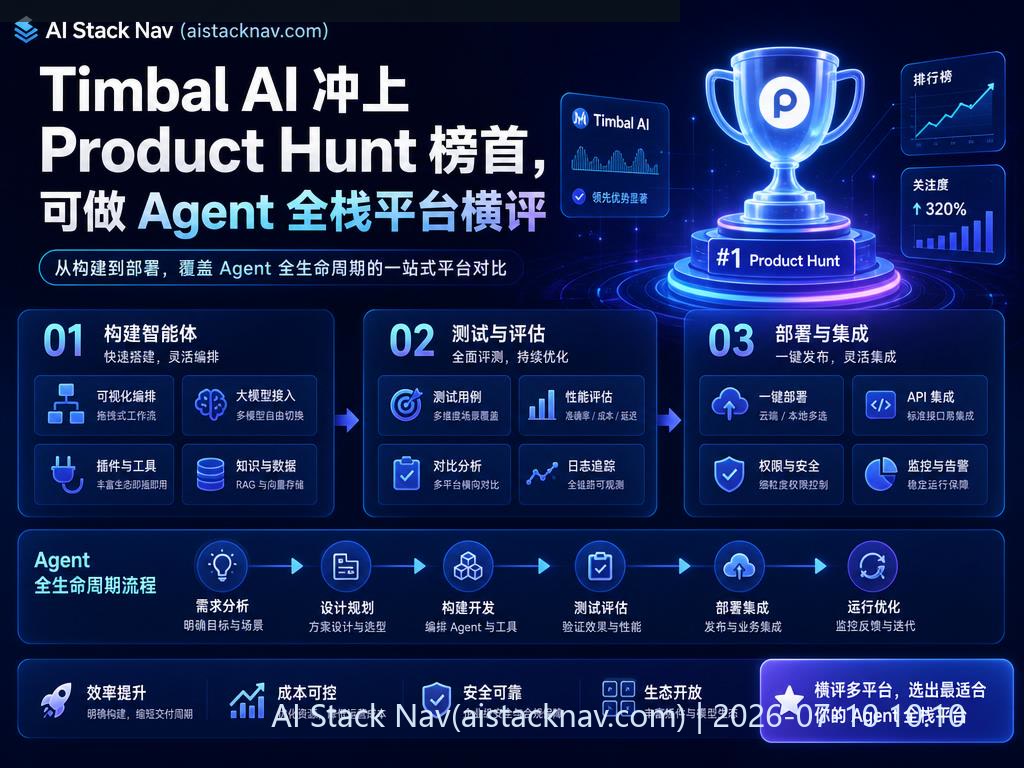 Timbal AI 科技感风格封面，深蓝色背景，AI 图标与流程元素