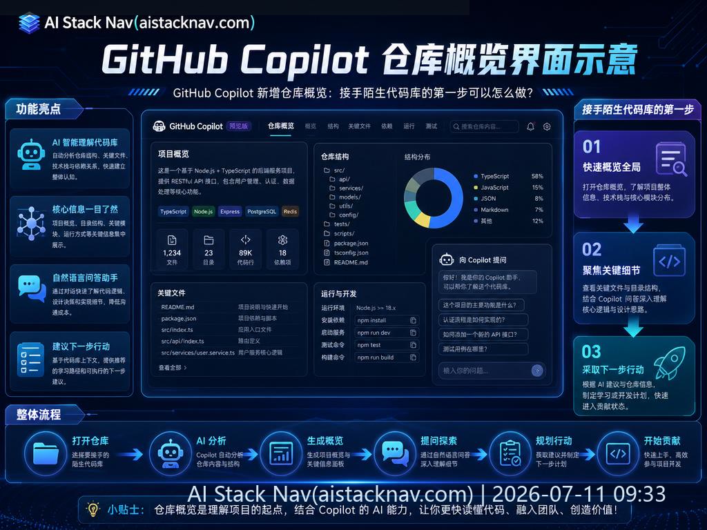 GitHub Copilot 仓库概览界面示意图