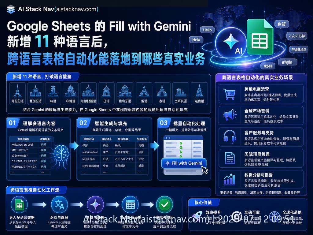 Google Sheets Fill with Gemini 多语言自动化功能