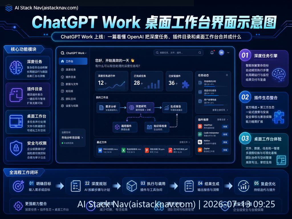 ChatGPT Work 桌面工作台界面示意图