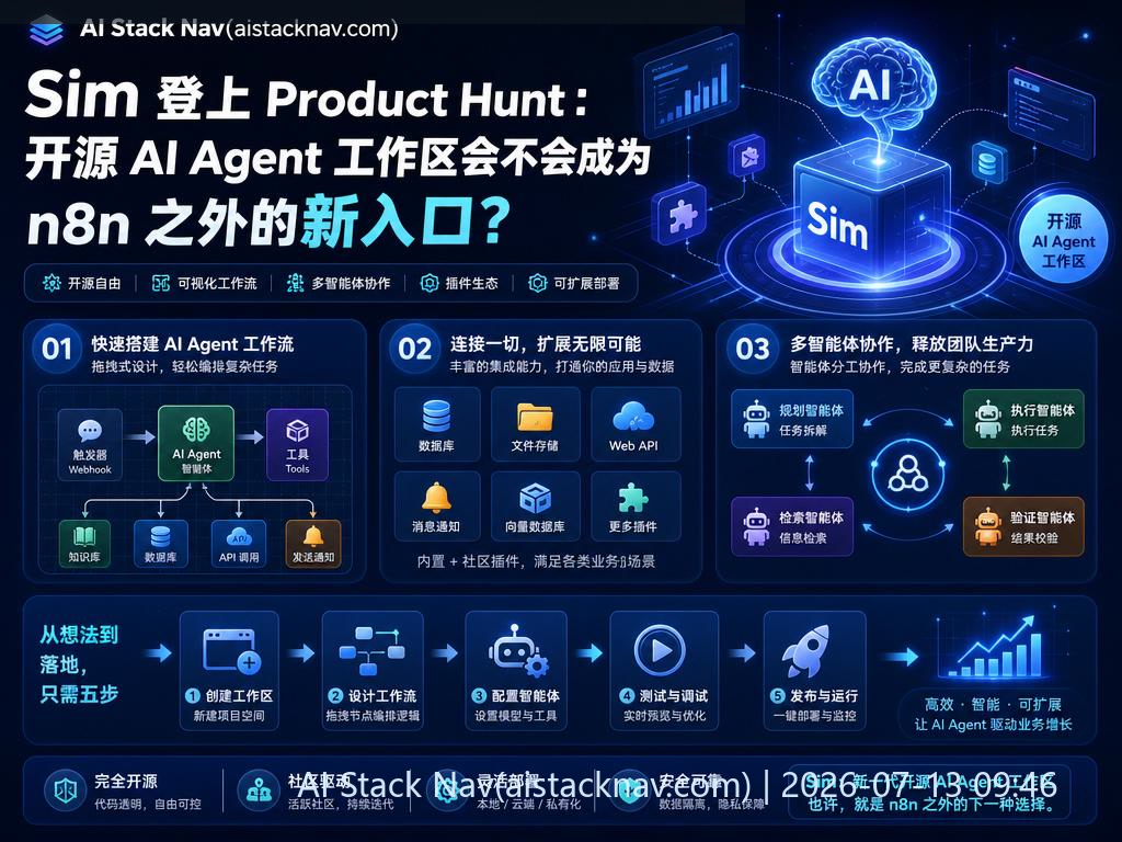 Sim 开源 AI Agent 工作区科技感封面