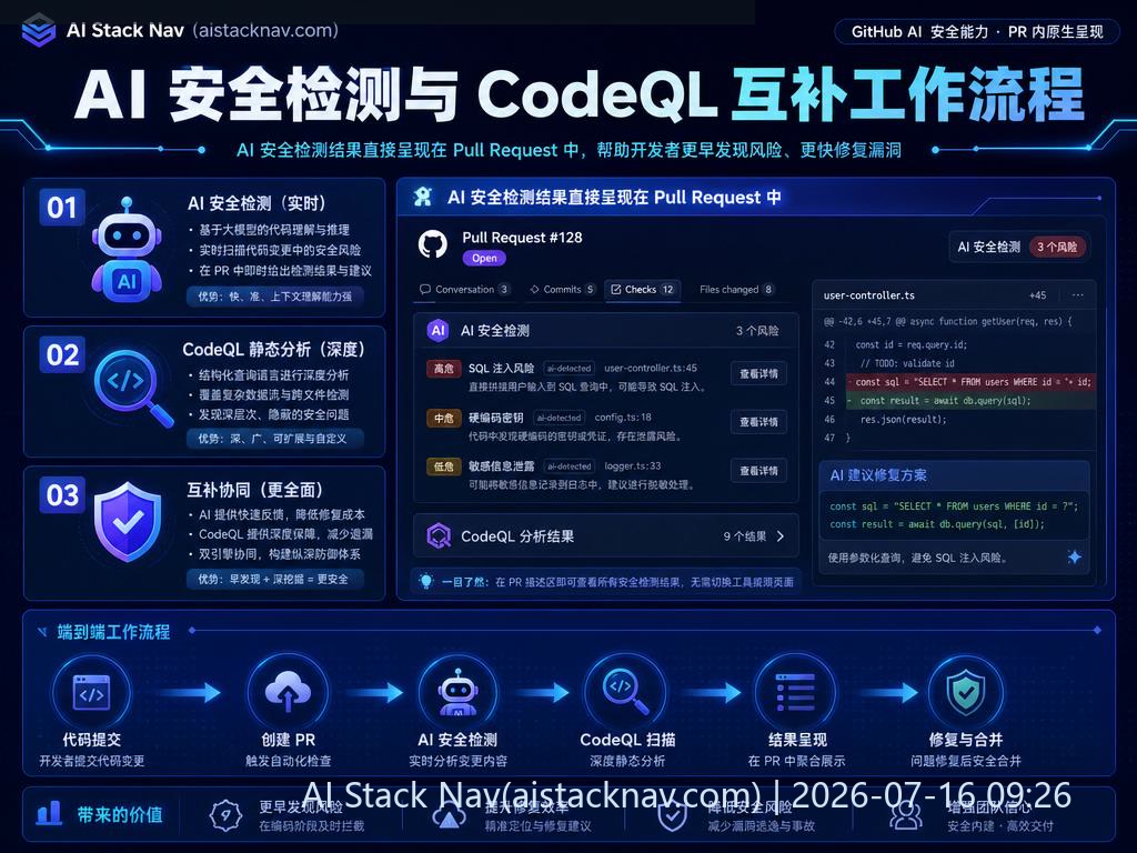 GitHub AI security detections now surface directly in pull requests 科技感课程封面海报配图 2