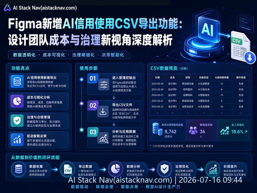 Figma AI信用使用CSV导出功能科技感封面