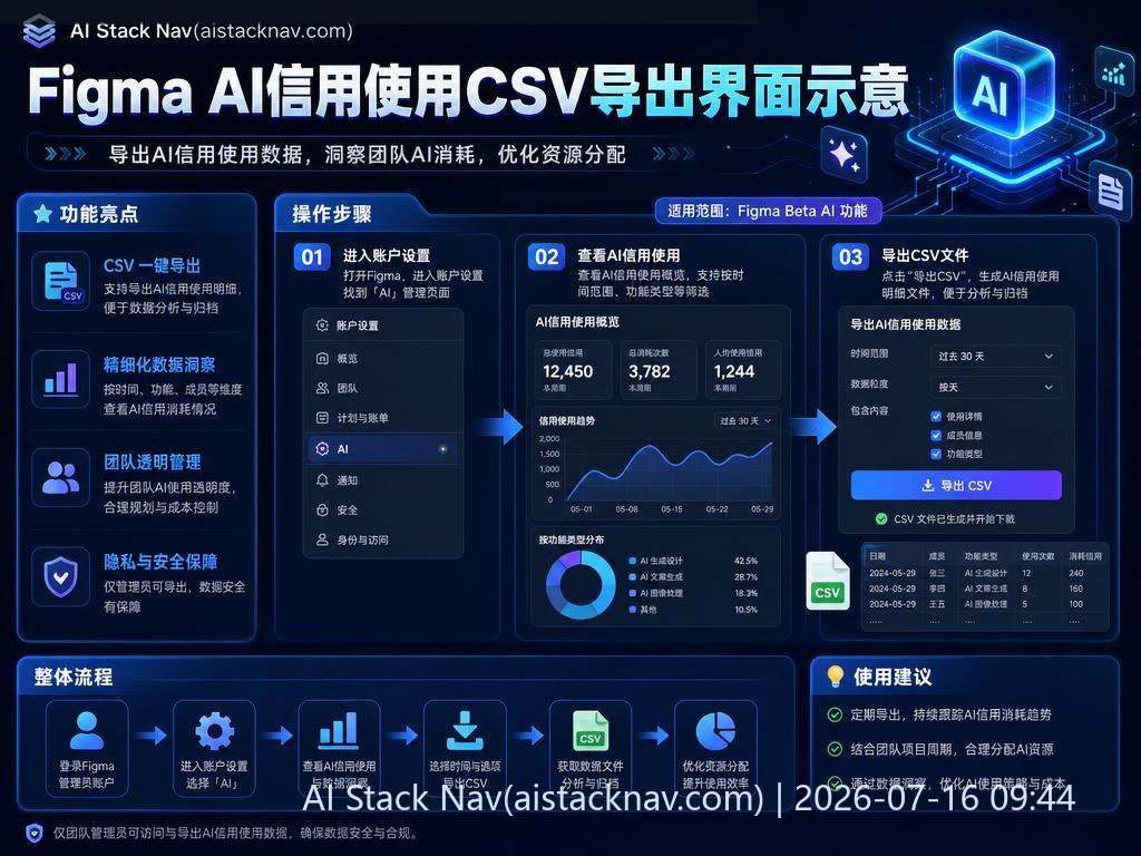 Figma AI信用使用CSV导出界面示意图