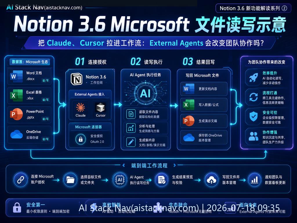 Notion 3.6 把 Claude、Cursor 拉进工作流：External Agents 会改变团队协作吗？ 科技感课程封面海报配图 2