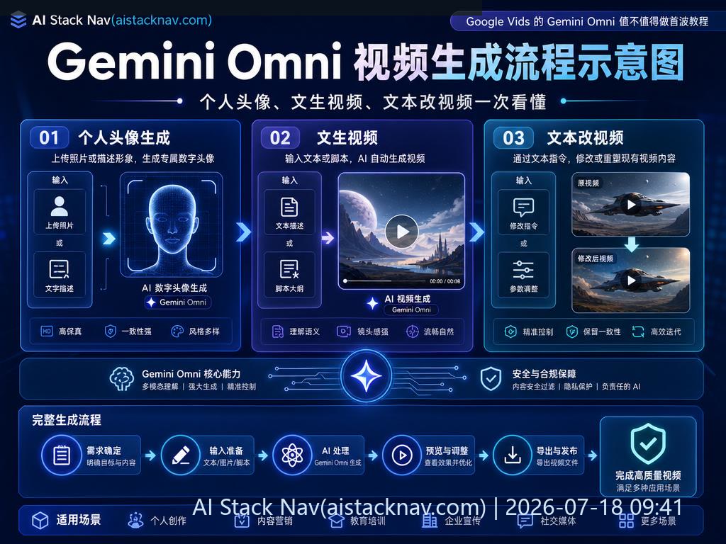 Gemini Omni视频生成流程示意图