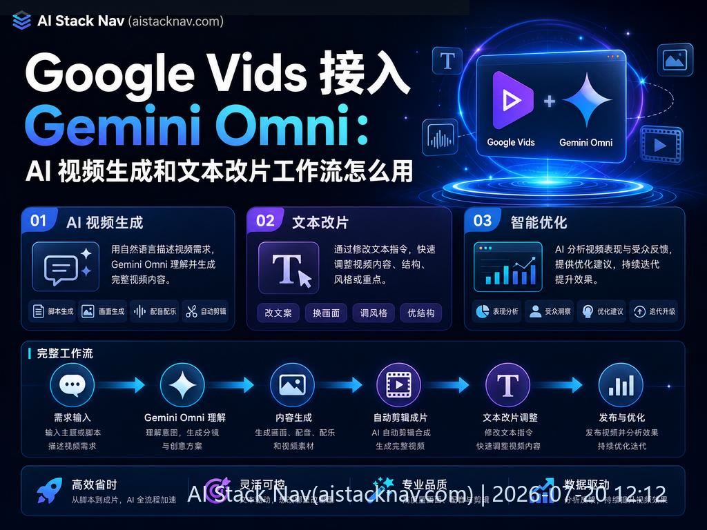 Google Vids 集成 Gemini Omni AI 视频生成