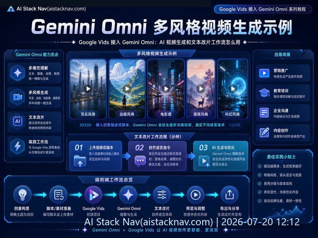 Gemini Omni 多风格视频生成示例