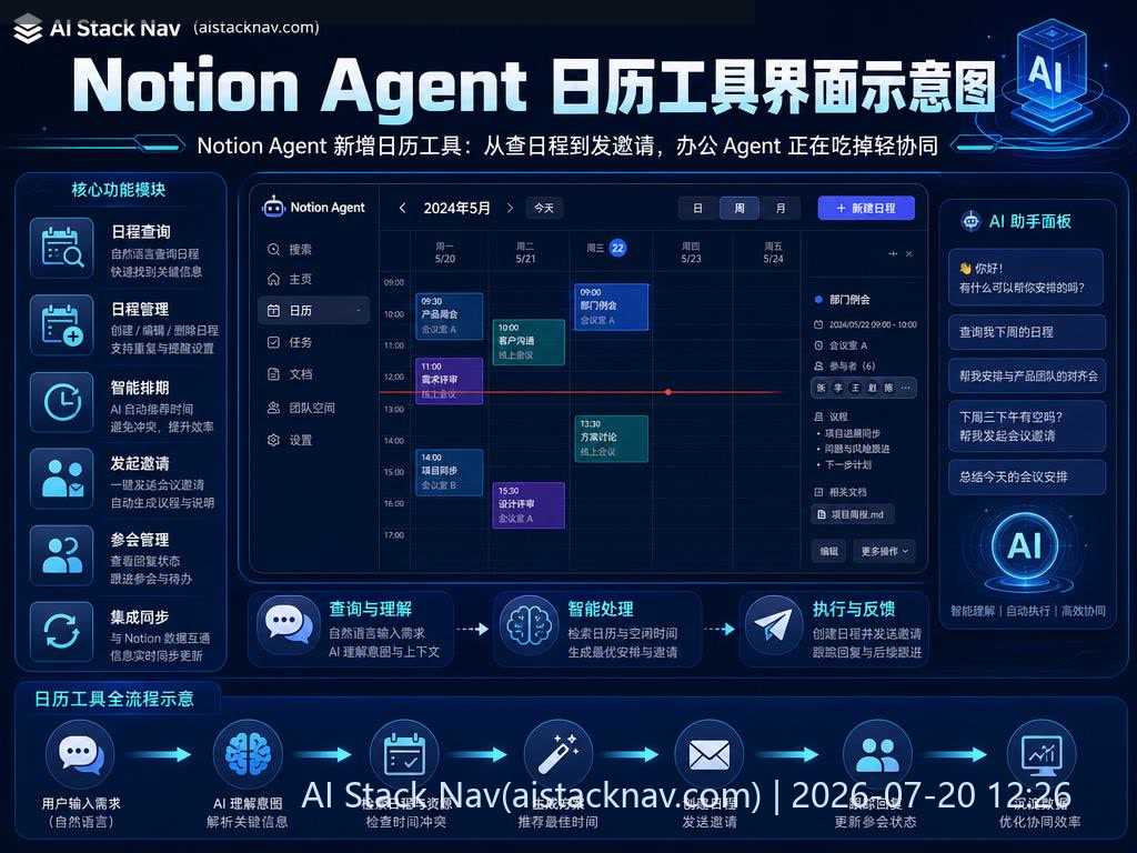Notion Agent 日历工具界面示意图