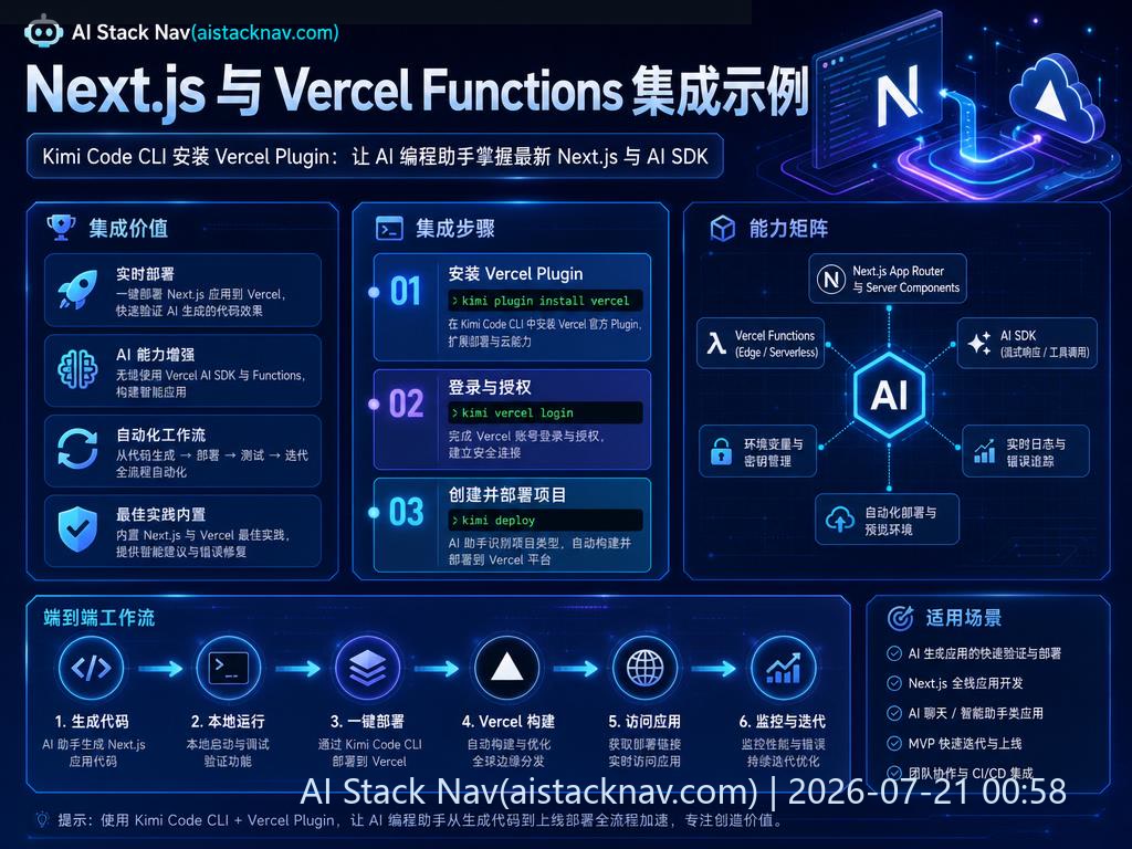 Next.js 与 Vercel Functions 集成示例代码截图