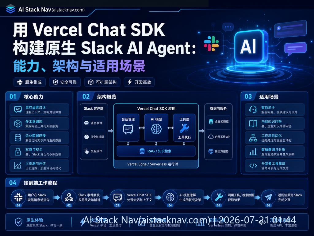 Vercel Chat SDK 构建 Slack AI Agent 科技感封面
