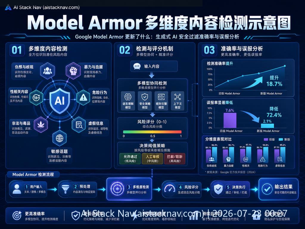 Model Armor 多维度内容检测示意图