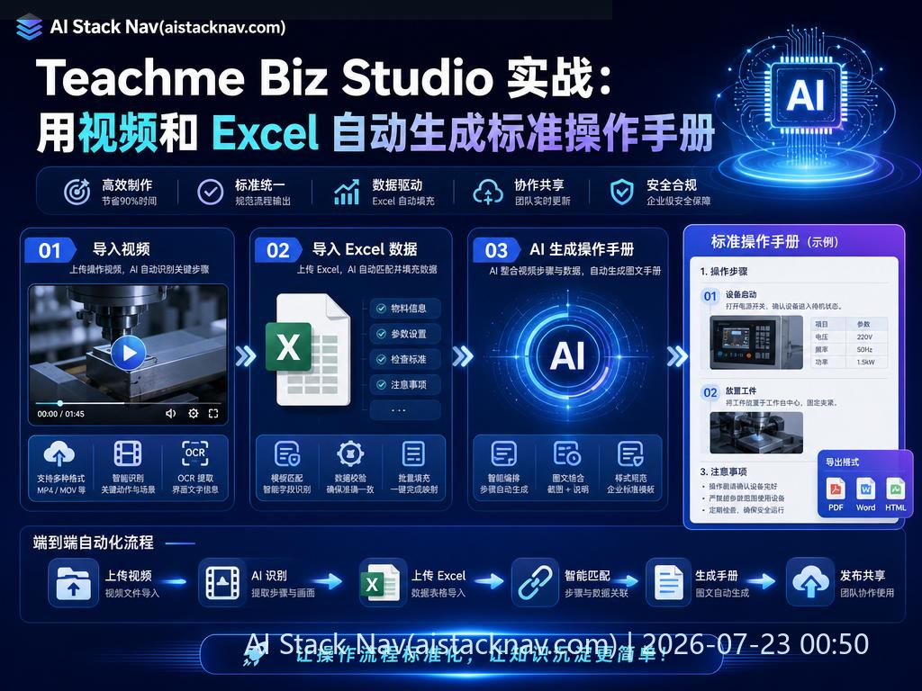 Teachme Biz Studio 自动生成标准操作手册科技感封面