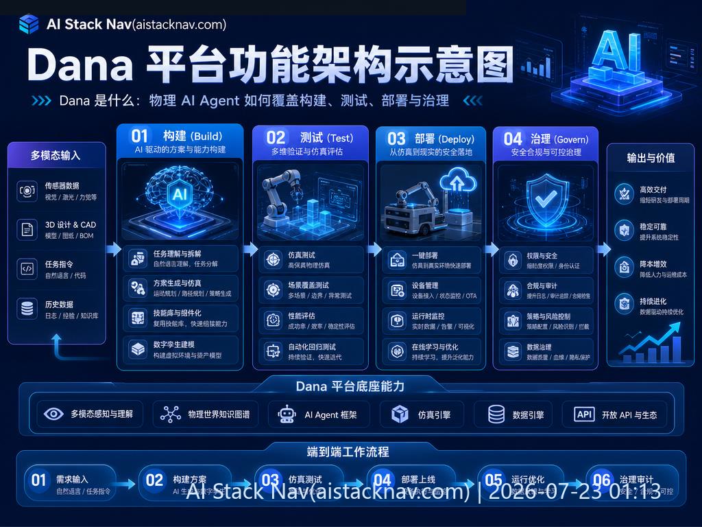 Dana 是什么：物理 AI Agent 如何覆盖构建、测试、部署与治理 科技感课程封面海报配图 1