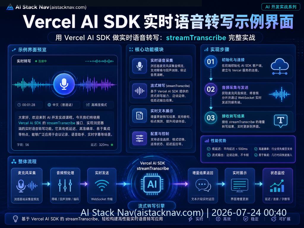 Vercel AI SDK 实时语音转写示例界面