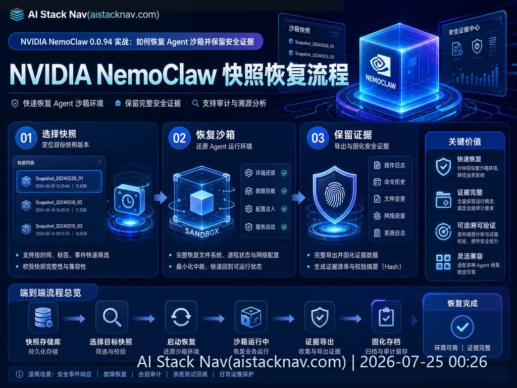 NVIDIA NemoClaw 快照恢复流程示意图
