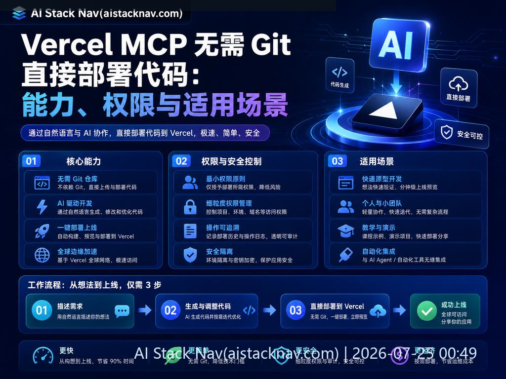 Vercel MCP 无需 Git 直接部署代码示意图