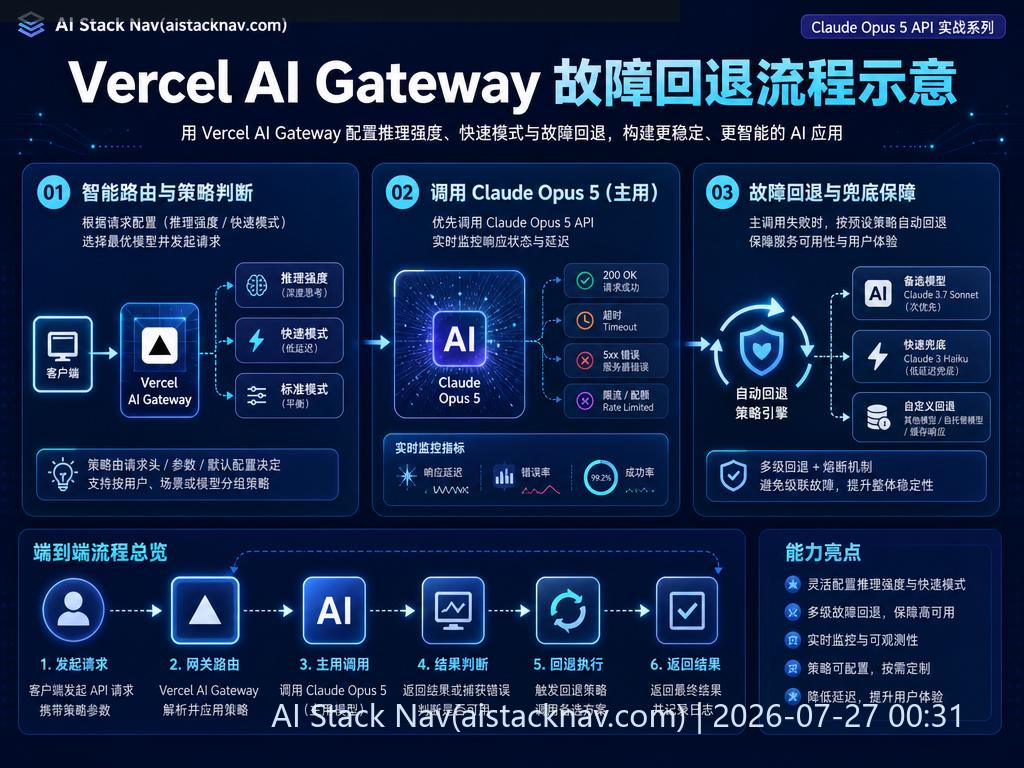 Vercel AI Gateway 故障回退流程示意