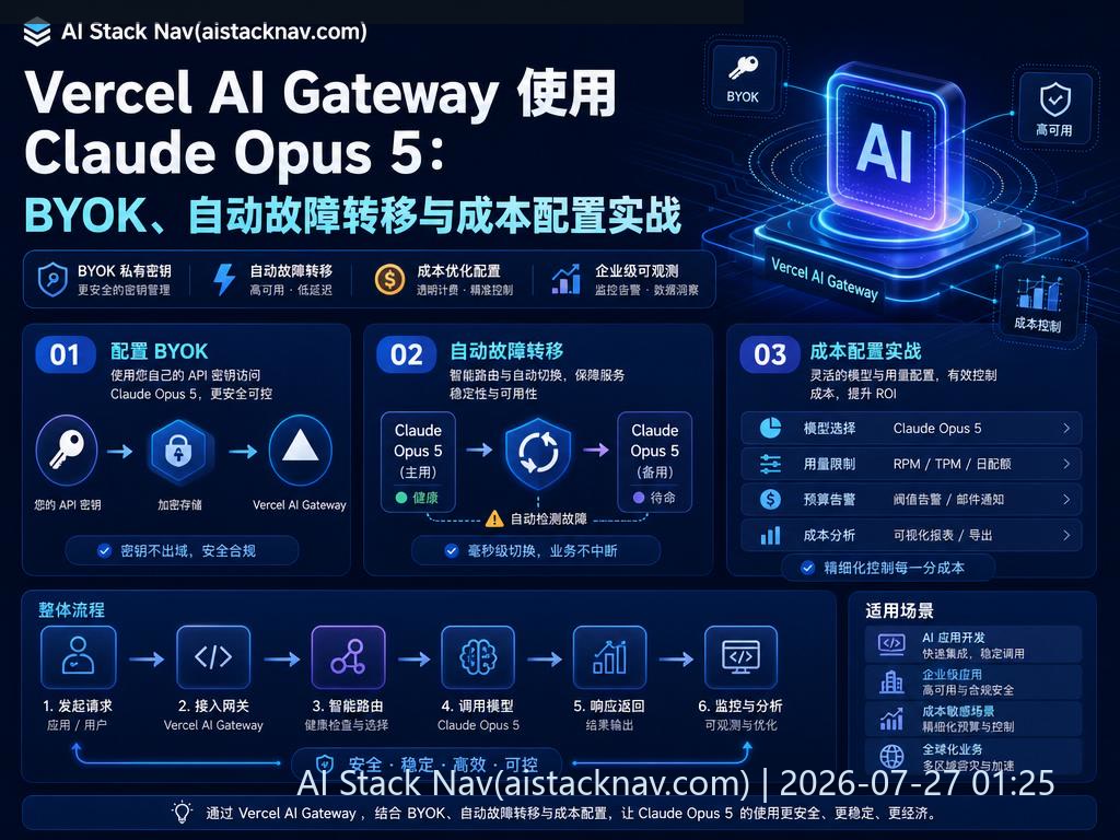 Vercel AI Gateway 使用 Claude Opus 5 技术海报
