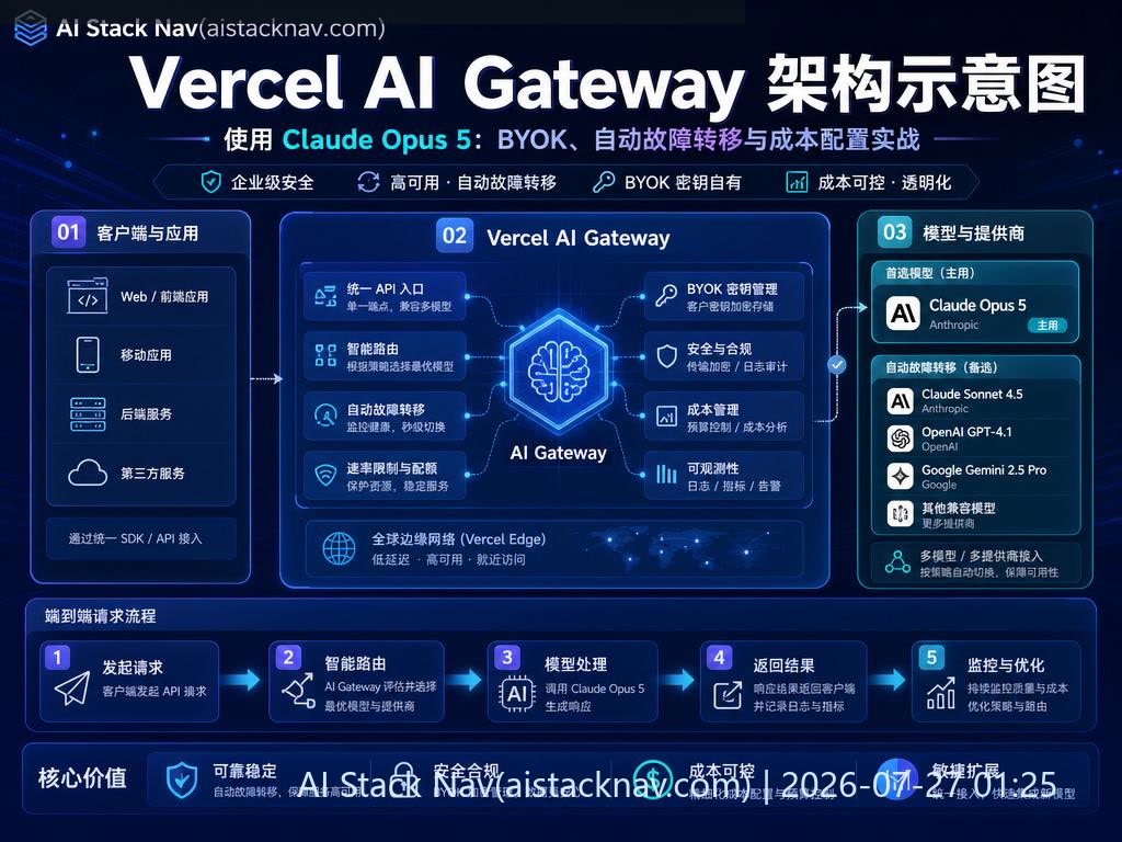 Vercel AI Gateway 架构示意图