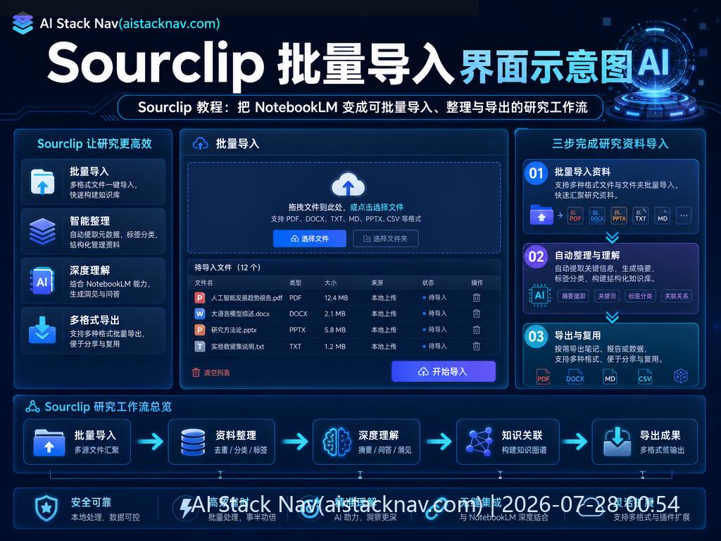 Sourclip 批量导入界面示意图